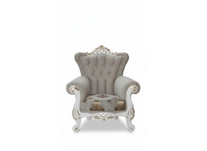 Prachtige fauteuil in klassieke stijl voor de woonkamer met glanzende patronen.