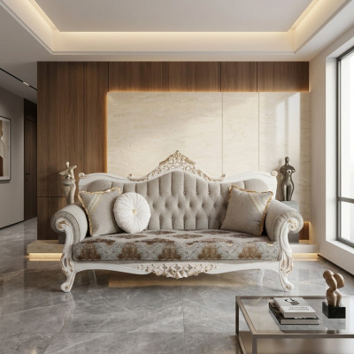 Klassieke bank met Chesterfield-design voor de woonkamer Grijze woonkamer