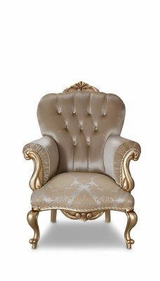 Klassieke fauteuil met beige decor en Chesterfield-ontwerp voor de woonkamer.