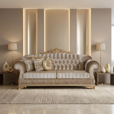 Comfortabele bank in klassieke stijl met uniek ontwerp en decoratie