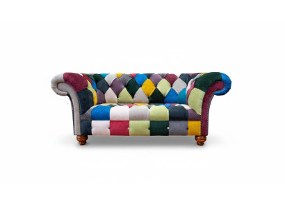 Bankstel 2-zits Chesterfield textiel bank bekleden design luxe veelkleurig
