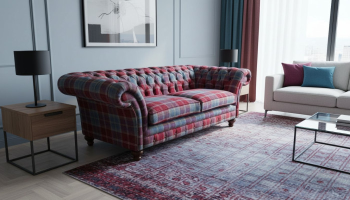 Chesterfield Moderne 3-zits Designer Bank Luxe Gestoffeerde Bank Stof Textiel Nieuw