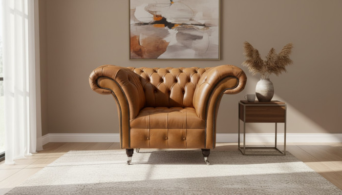 Zetel Oorfauteuil Zitplaats Stof Luxe Woonkamer Klassiek Chesterfield
