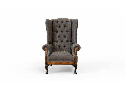 Chesterfield fauteuil bank bekleding 1-zits textiel oorfauteuil bekleding
