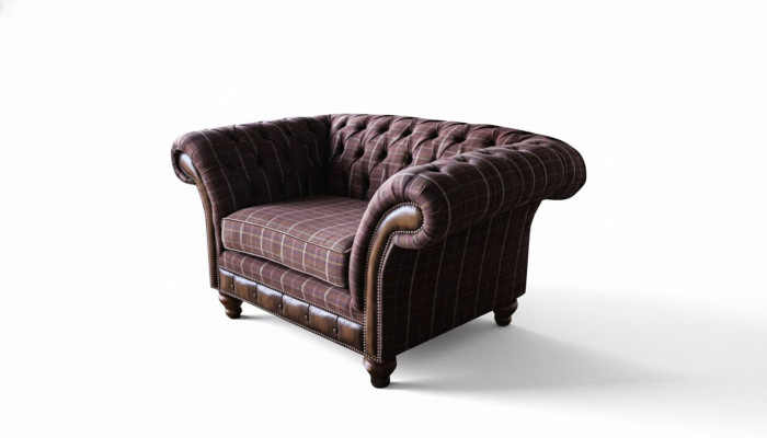 Chesterfield 1-zits bank gestoffeerde stoel textiel stof banken luxe bank
