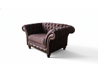 Chesterfield 1-zits bank gestoffeerde stoel textiel stof banken luxe bank