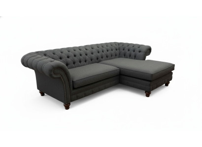 Chesterfield hoekbank L-vorm stof design bank zitten bank textiel hoek nieuw