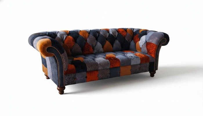 Chesterfield 3-zits bank bank textiel fluweel luxe gestoffeerde zitplaats grote fluweel