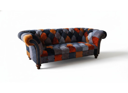 Chesterfield 3-zits bank bank textiel fluweel luxe gestoffeerde zitplaats grote fluweel