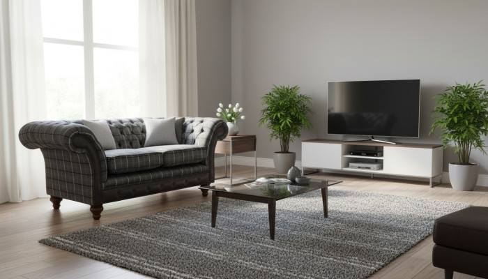 Ontwerp Chesterfield Textiel Luxe 2-zits Stoffen Bankstel Nieuw