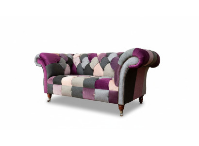 Chesterfield stoffen bank bank bekleding ontwerp 2-zit stoffen bank grijs Chesterfieldstoffsofa Bankbezug Design 2-Sitzer Stoffsofa Grau