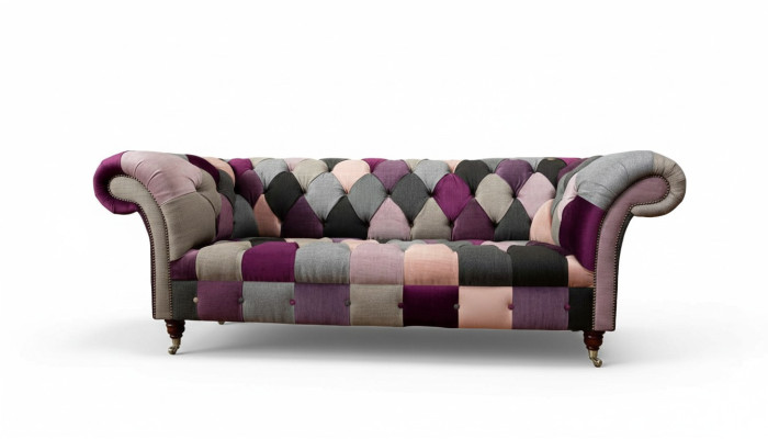 Chesterfield Design Beklede Luxe Zitbank Bank Groen Textiel 3-Zits