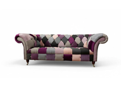 Chesterfield Design Beklede Luxe Zitbank Bank Groen Textiel 3-Zits