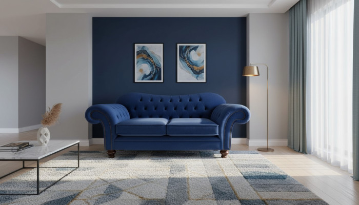 Sofas Chesterfield Design Bankstel 2 zits Bank Luxe Klassiek Textiel
