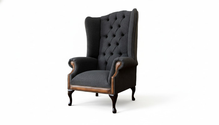 Chesterfield fauteuil Grijs Woonkamer Klassiek textiel Oorfauteuil Meubels