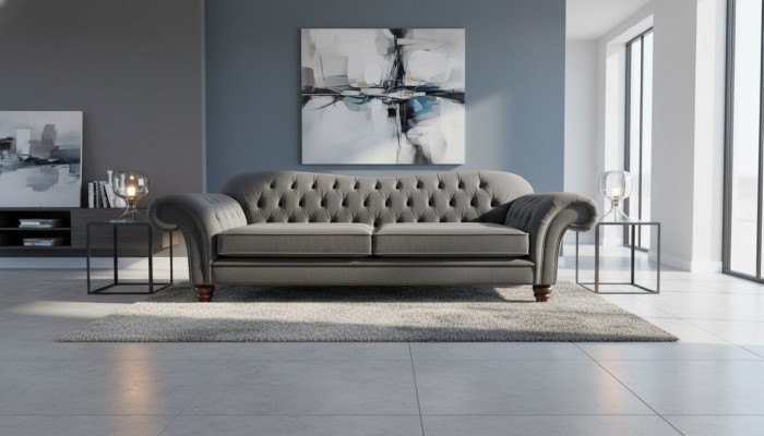 Chesterfield 3-zits textiel designbank bank gestoffeerde banken luxe