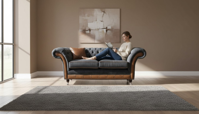 Chesterfield Luxe 2-zits bank gestoffeerde bankbank tweezitsleren bankstellen