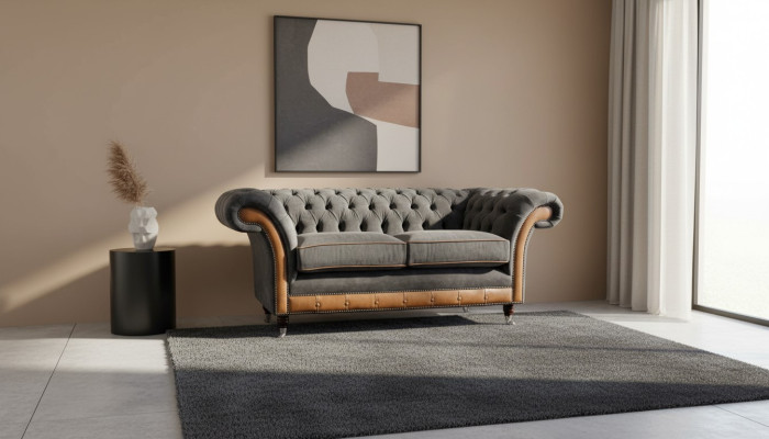 Chesterfield Luxe 2-zits bank gestoffeerde bankbank tweezitsleren bankstellen