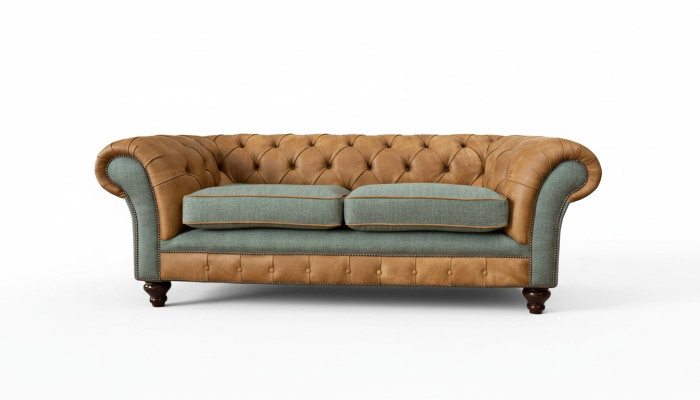 Bankstel 3-zits design gestoffeerde banken van leer ontspannen Chesterfield driezitter