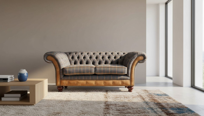 Chesterfield bank 2-zits designbank driezitter luxe meubels stijl textielbanken