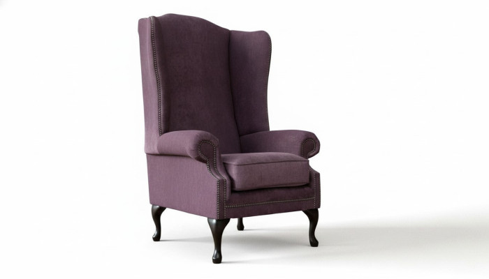 Stoel Chesterfield Textiel Lounge Club Bekleding Paars Luxe Oorfauteuil