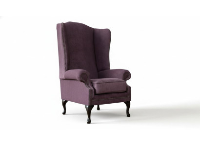 Stoel Chesterfield Textiel Lounge Club Bekleding Paars Luxe Oorfauteuil