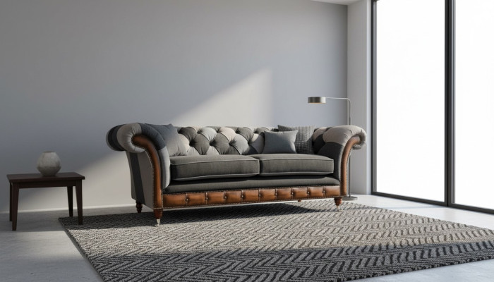 Ontwerp gestoffeerde bank 3-zits bank Luxe Klassiek textiel Chesterfield