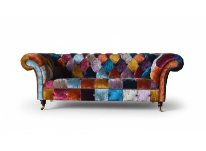 Chesterfield Stoffen Bank Gestoffeerde Bank Luxe Stof 3-Zits Design