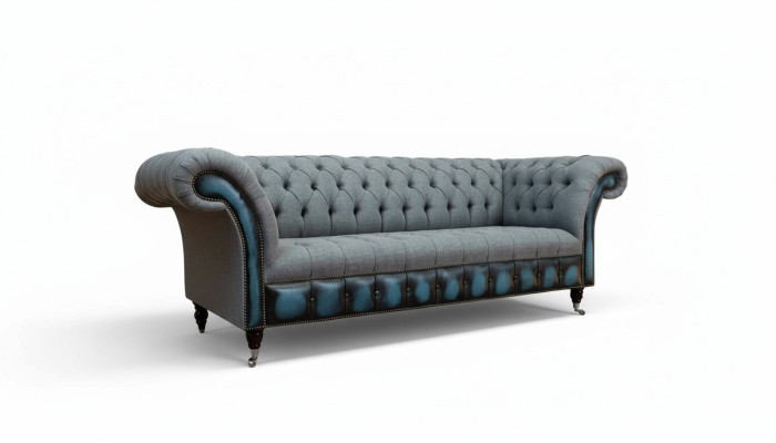 Chesterfield Bank Bekleden Designer Bankstellen Bankstel Driezits Grijs