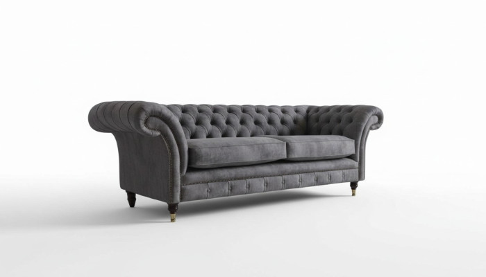 Ontwerp gestoffeerde bank 3-zitsbank Luxe Klassieke stoffen Chesterfield.