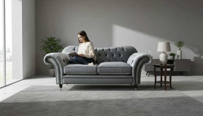 Chesterfield bank 2-zits gestoffeerde designer banken Banken Grijs Nieuw
