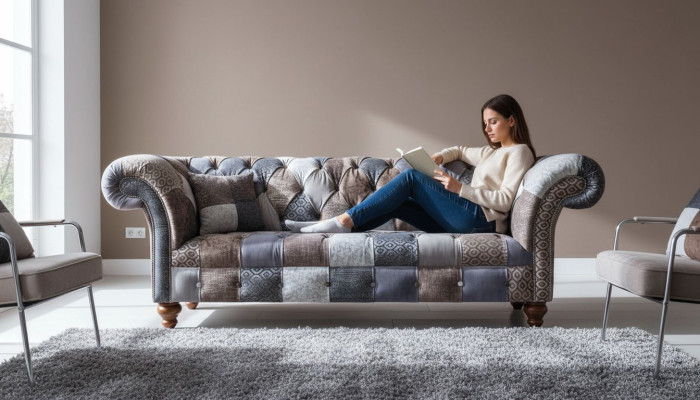 Dries-zitsbank Zitkussen Chesterfield Stof Bank Modern Meubilair Nieuw