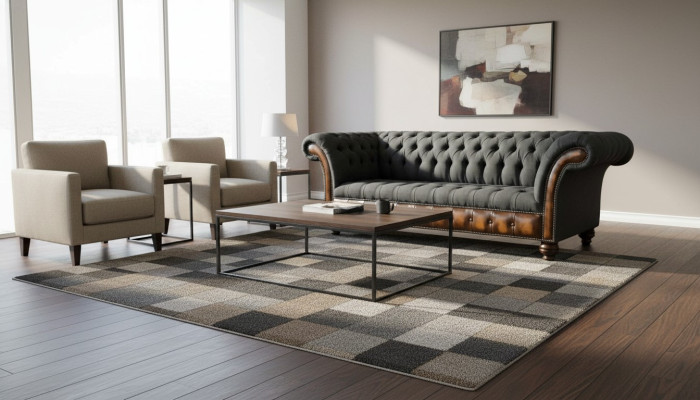 Ontwerp Zwarte Bank 3-zits Chesterfield Stoffen Bank Bank Bekleding Nieuw