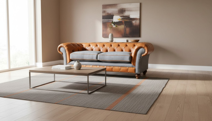 Luxe kunstleren bank in Chesterfield 3-zits bank ontwerp met drie zitplaatsen.