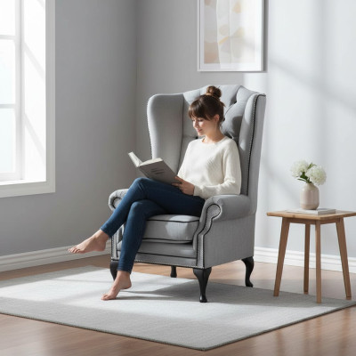 Ohrensessel Chesterfield 1-zits fauteuil Stoffen bekleding Bank Bank Nieuw