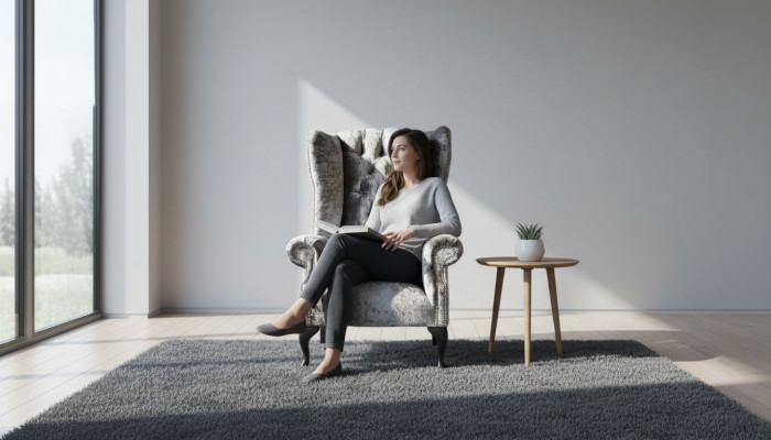 Ohrensessel Chesterfield Fauteuil Bank 1 Zits Grijs Stof Textiel Nieuw