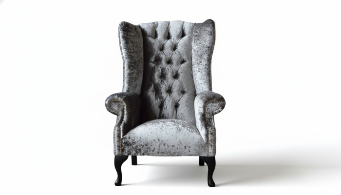 Ohrensessel Chesterfield Fauteuil Bank 1 Zits Grijs Stof Textiel Nieuw