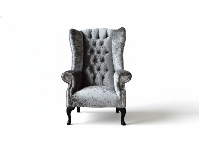 Ohrensessel Chesterfield Fauteuil Bank 1 Zits Grijs Stof Textiel Nieuw