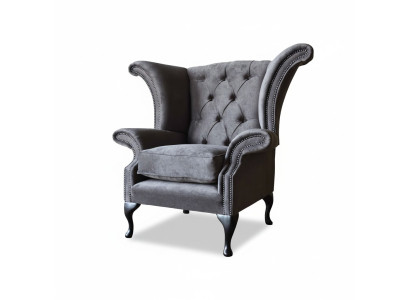 Fauteuil Chesterfield Oorfauteuil Polyester Ontwerp Grijs