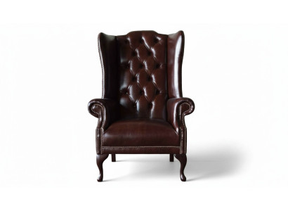 Fauteuil 1 zits Bruin Woonkamer Leer Design Chesterfield Oorfauteuil