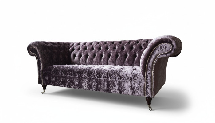 Chesterfield bank van textiel fluweel stof bank meubelontwerp 3-zits paars