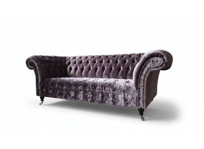 Chesterfield bank van textiel fluweel stof bank meubelontwerp 3-zits paars