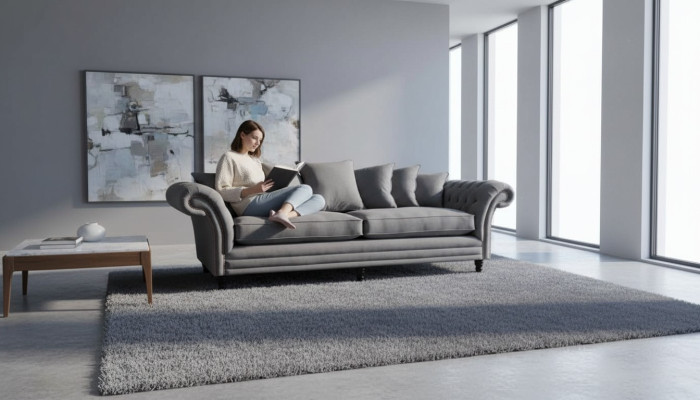 Chesterfield Bank Beklede Banken Klassieke Bank 4 Zits Banken Grijs