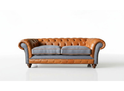 Bank Luxe Leder Chesterfield Bank Bankstellen Bekleding 3-Zits Design Nieuw