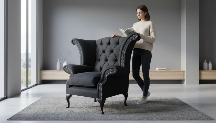 Chesterfield textiel gestoffeerde bank ontwerp bank fauteuil 1 zit oorfauteuil  Chesterfield textiel gestoffeerde bank ontwerp bank fauteuil 1 zit oorfauteuil