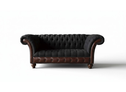 Sofa 2-zitsbank gestoffeerde bank stof Chesterfield bank grijs nieuw