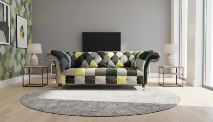Prachtige stijlvolle 3-zits Chesterfield bank voor de woonkamer.