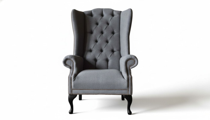 Ohrensessel Chesterfield Bank Bank Bekleding 1 Zitter Grijs Fauteuil Textiel