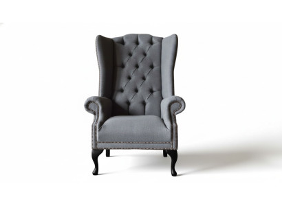Ohrensessel Chesterfield Bank Bank Bekleding 1 Zitter Grijs Fauteuil Textiel