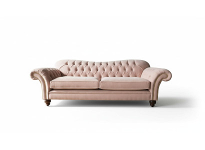 Bank 3-zitter Chesterfield bank Zit textiel stof Bankstellen roze bekleding